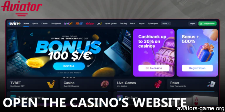 Head over to the casino's official page to begin the Aviator setup.