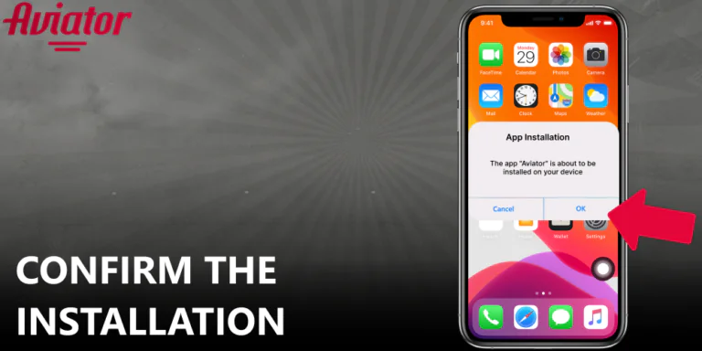 Verify and finalize the Aviator app installation on your Apple device.
