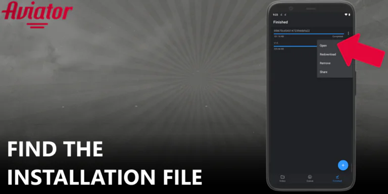 Find where the Aviator installation file was saved on your device.